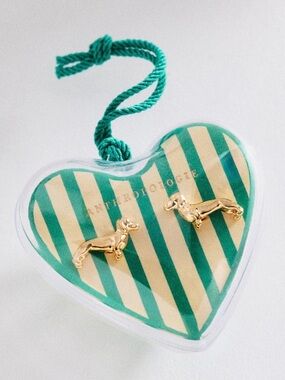 Anthropologie Gold Dachshund Icon Stud Earrings